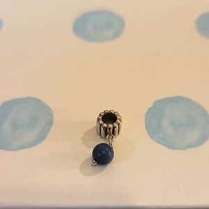 925 Sterling Silver Dangle Charm w/ blue gem. Fits Pandora Bracelets
